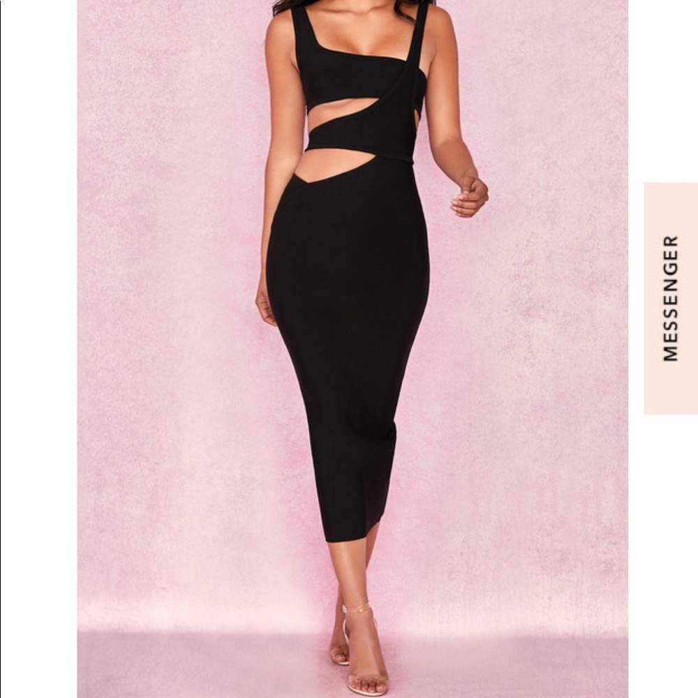 House of CB Miya Black Bandage Cut Out Dress